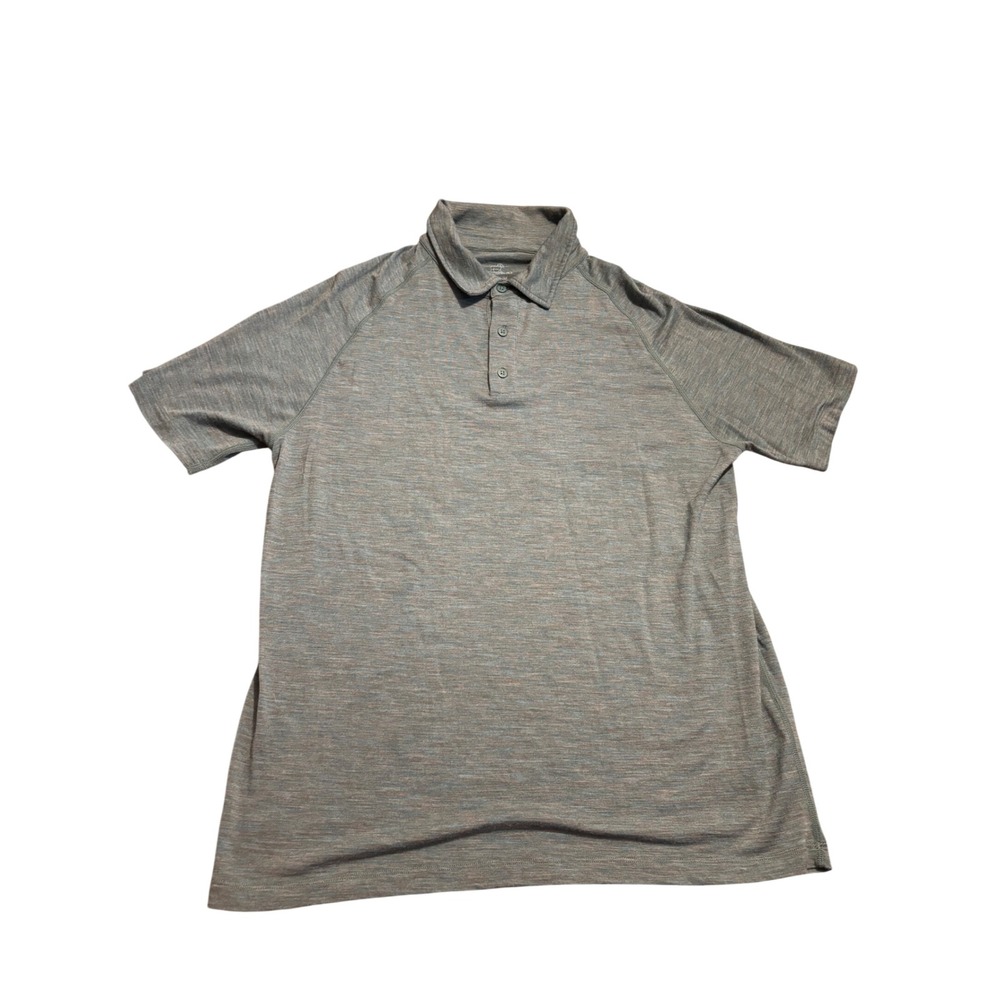 Woolx Mens Merino Wool Polo Shirt Short Sleeve Heathered green Blue teal Medium
